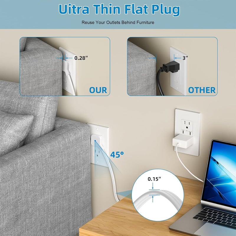 Celendor in Wall Cable Management Kit, 2 AC & 2 USB-C Ports Recessed Outlet Box for Wall Mount TV,Recessed Power Box with 9.8ft Extender for Unreachable Outlets,Hide TV Cords & Cables - Image 4